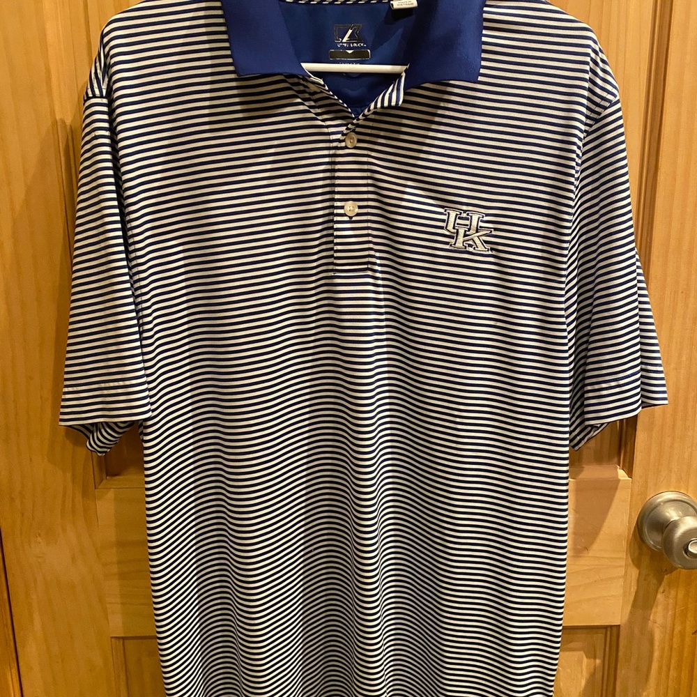 Men's Striped University of KY Polo Shirt - Blue and White